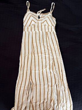 Striped Maxi Dress in Ivory and Mustard